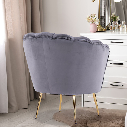 Velvet armchair with deals ottoman